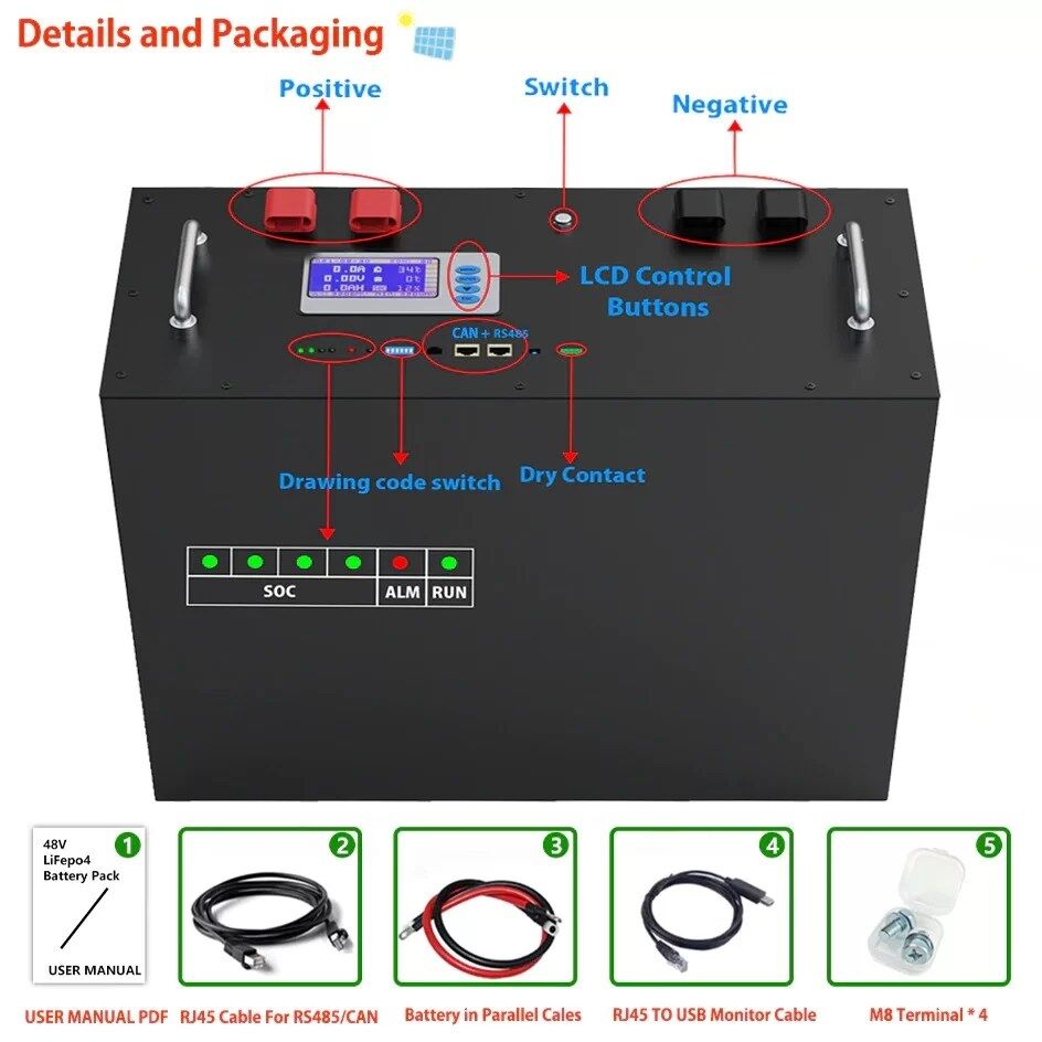 li fe po 4 48 v 230 ah 200 ah 100 ah battery pa main 5
