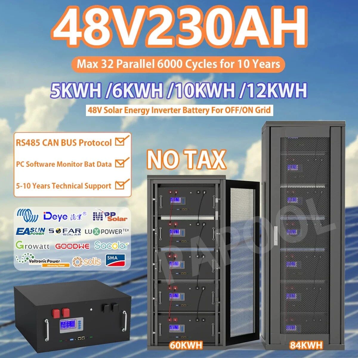 li fe po 4 48 v 230 ah 200 ah 100 ah battery pa main 0